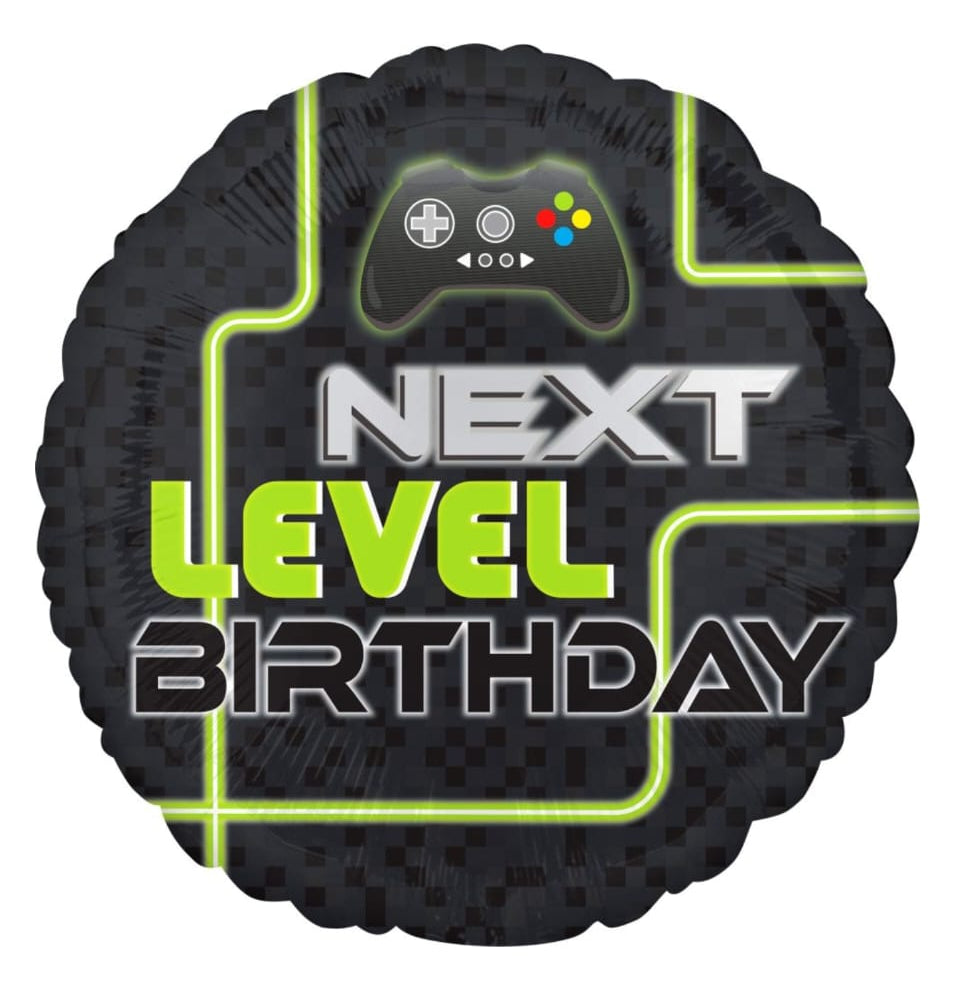 18-inch 'Next Level Birthday' balloon with gaming controller design 