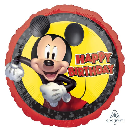 18-inch Mickey Mouse birthday balloon with 'Happy Birthday' text 