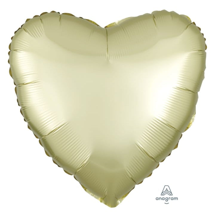 Heart-shaped balloon satin luxe pastel yellow color 