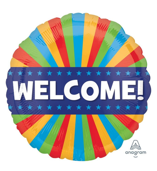 Colorful 'Welcome!' balloon