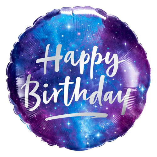 18-inch 'Happy Birthday' blue and white letters balloon 