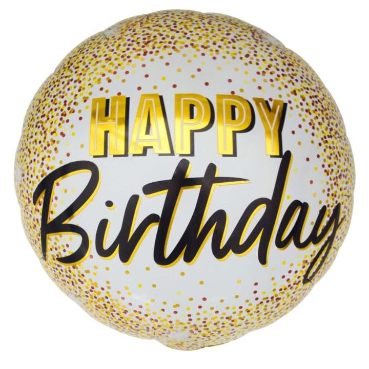 18-inch 'Happy Birthday' gold confetti balloon