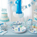 1st Birthday Lunch Plates Blue with Party Background