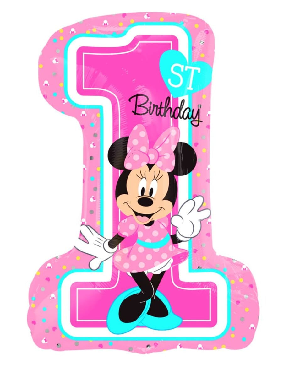 Super Shape Minnie 1st Birthday Balloon 