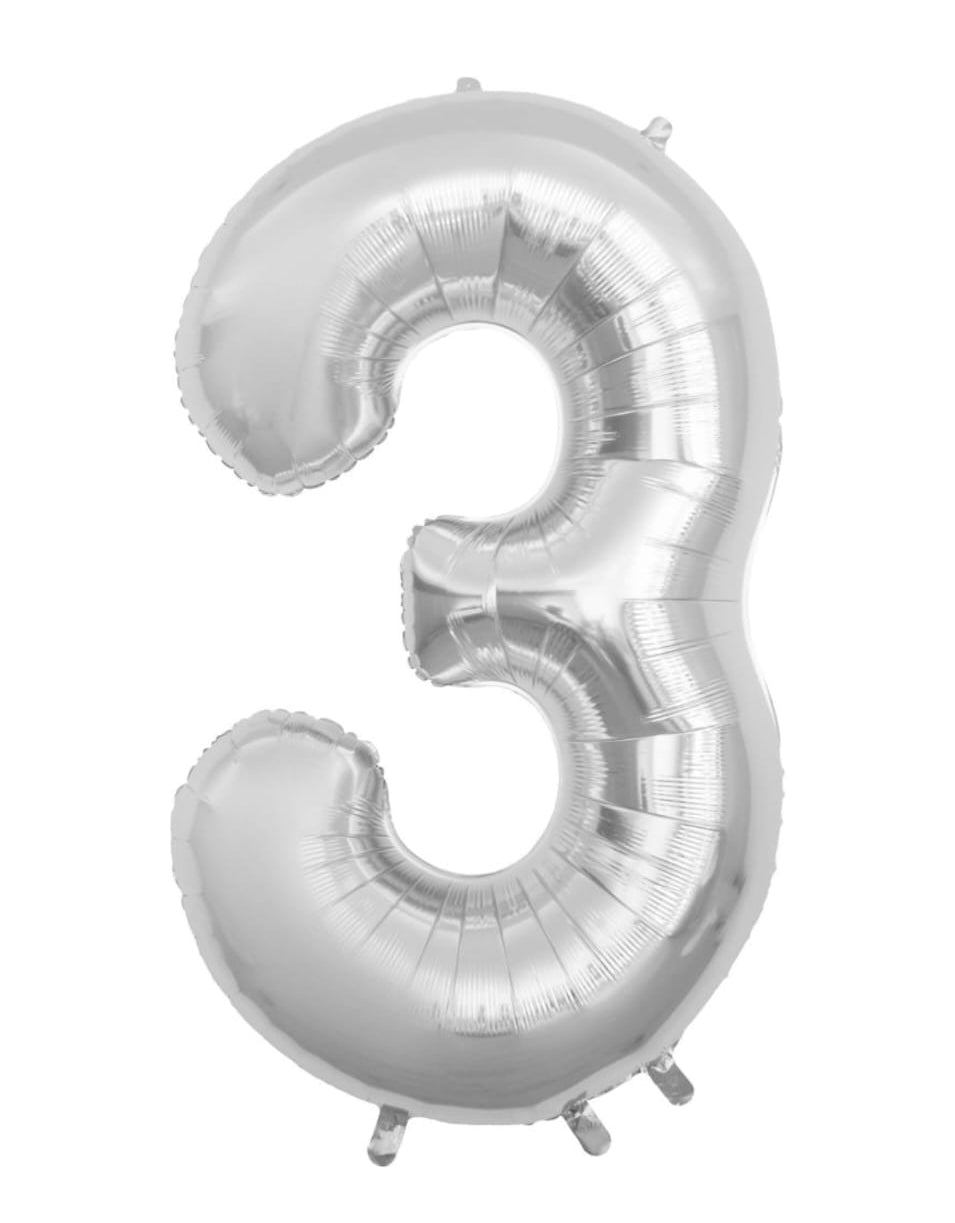 34 inch Silver number 3 balloon