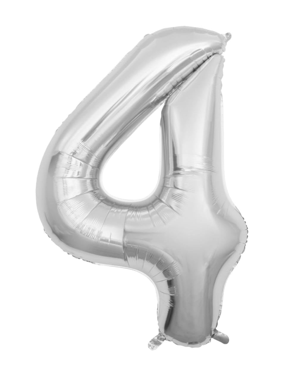 34 inch Silver number 4 balloon 