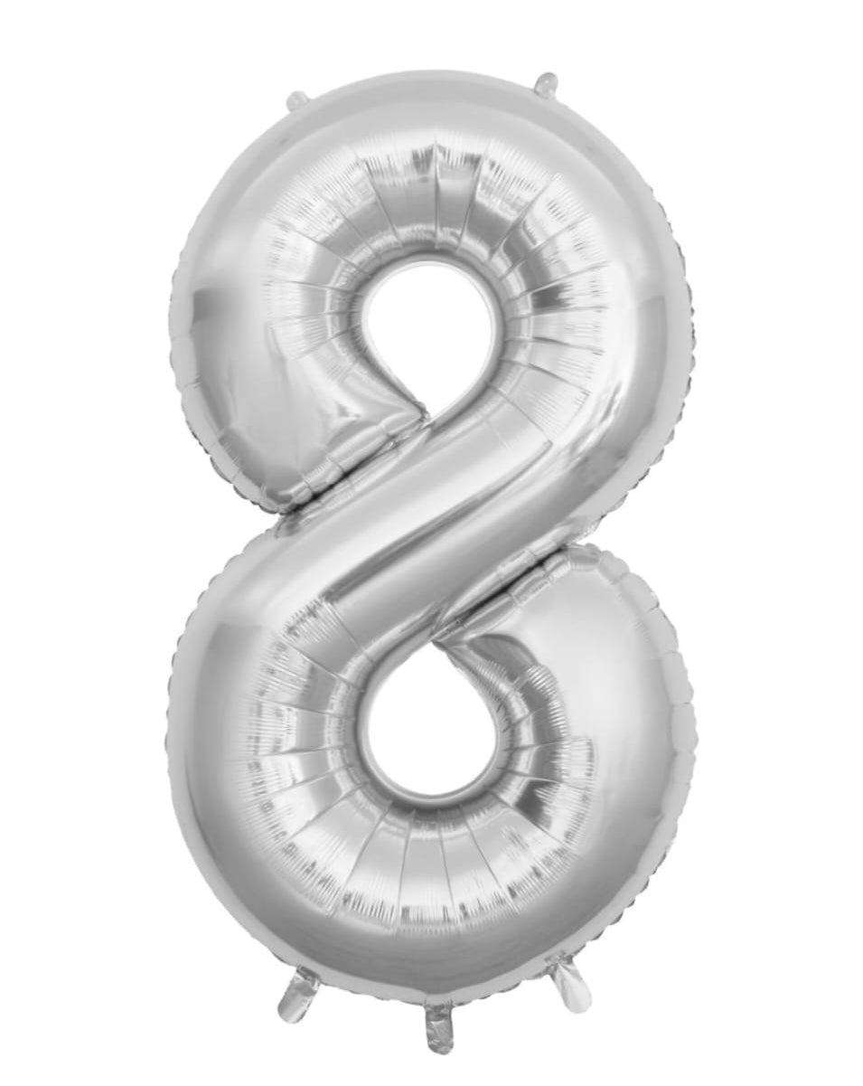 34 inch Silver number 8 balloon 