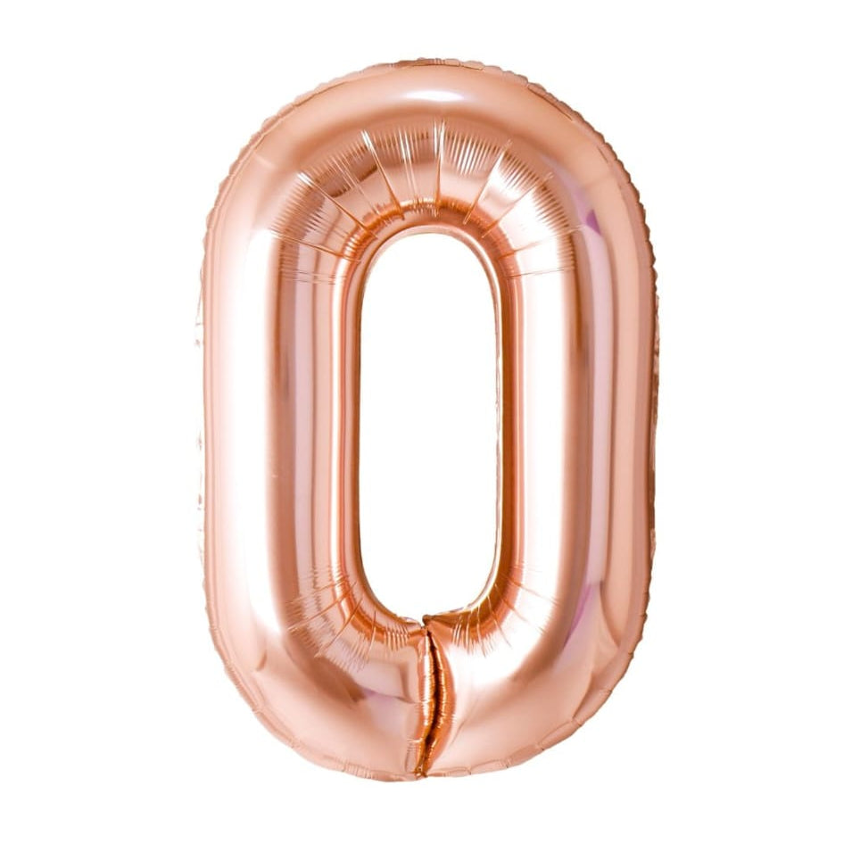 34-inch Rose Gold Number 0 balloon 