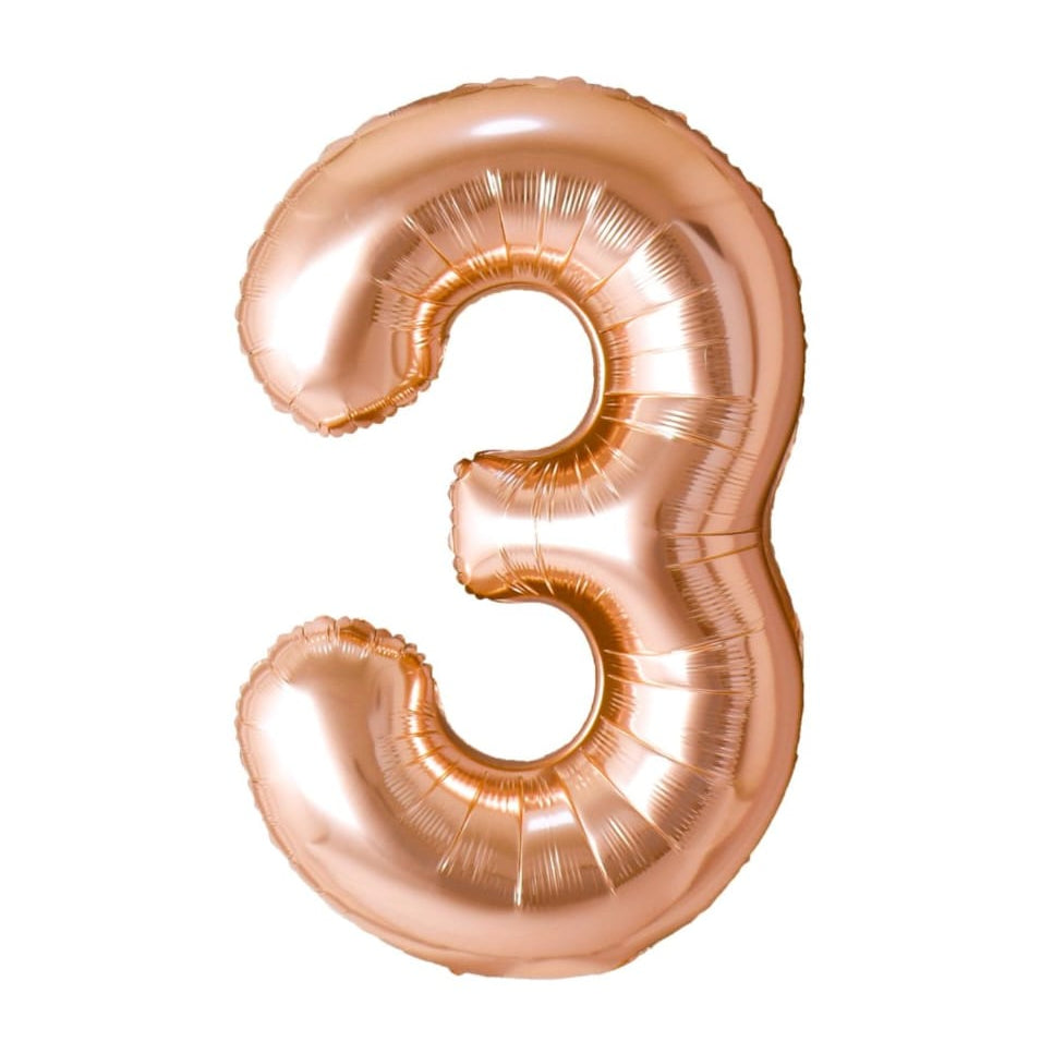 Rose gold number 3 balloon