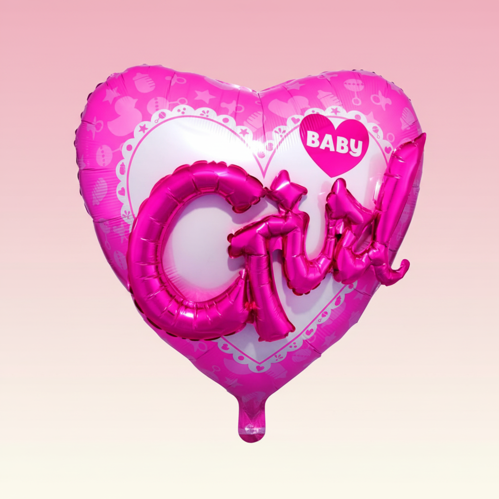 3D Baby Girl Balloon with Background