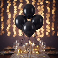 4 Black Helium Balloons - Enhanced Background