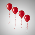 4 Red Helium Balloons
