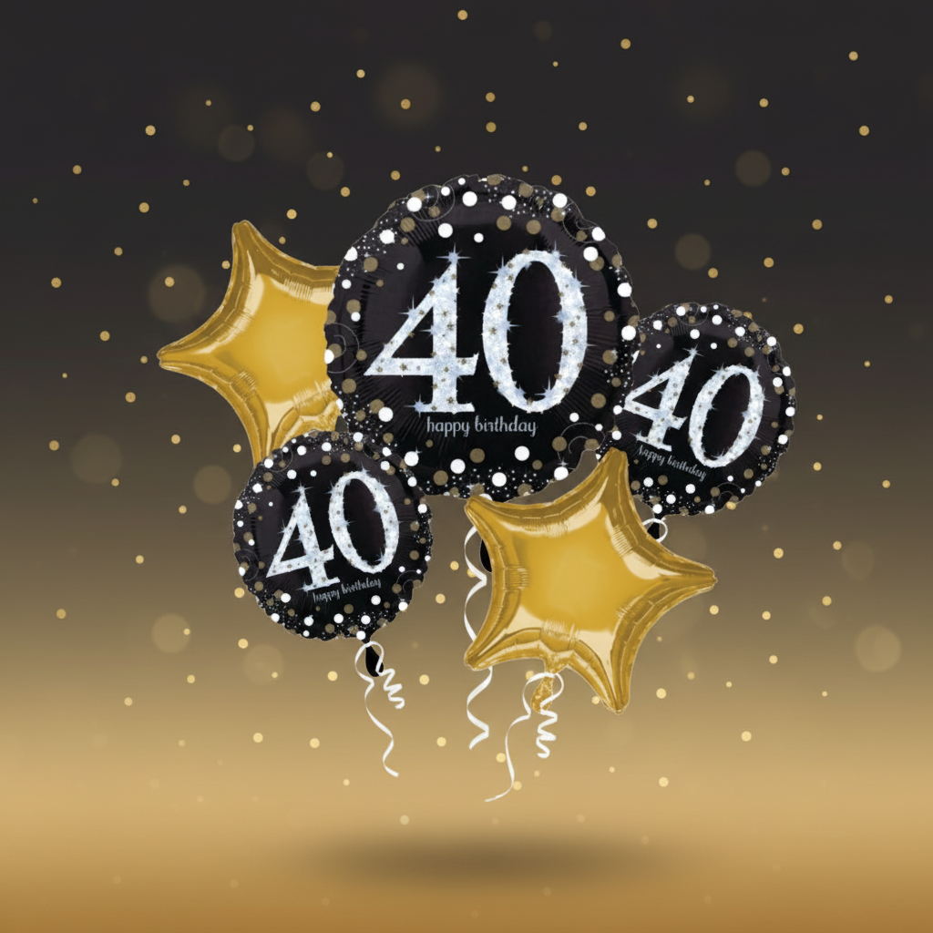 40th Birthday Balloon Bouquet with Background