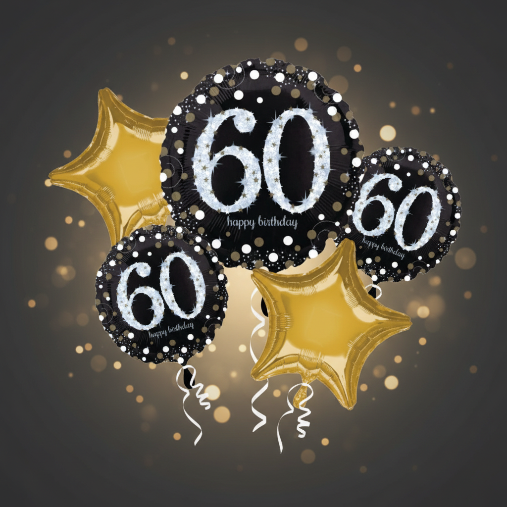 60th Birthday Balloon Bouquet with Background