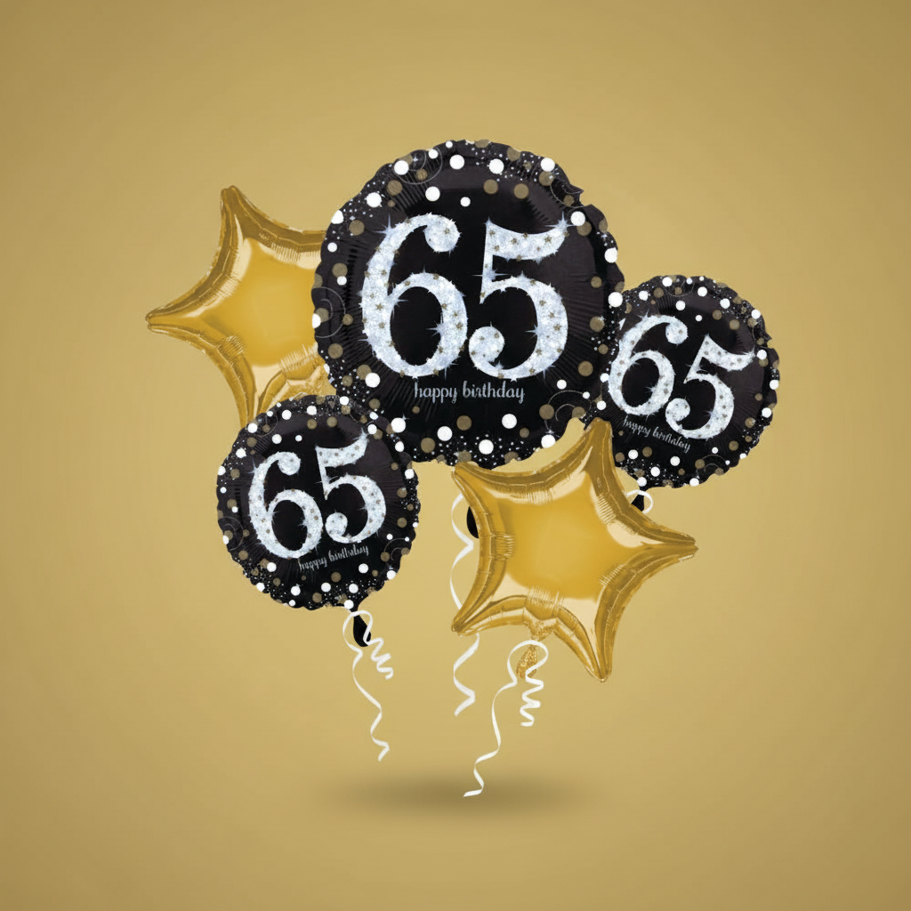 65th Birthday Balloon Bouquet with Background