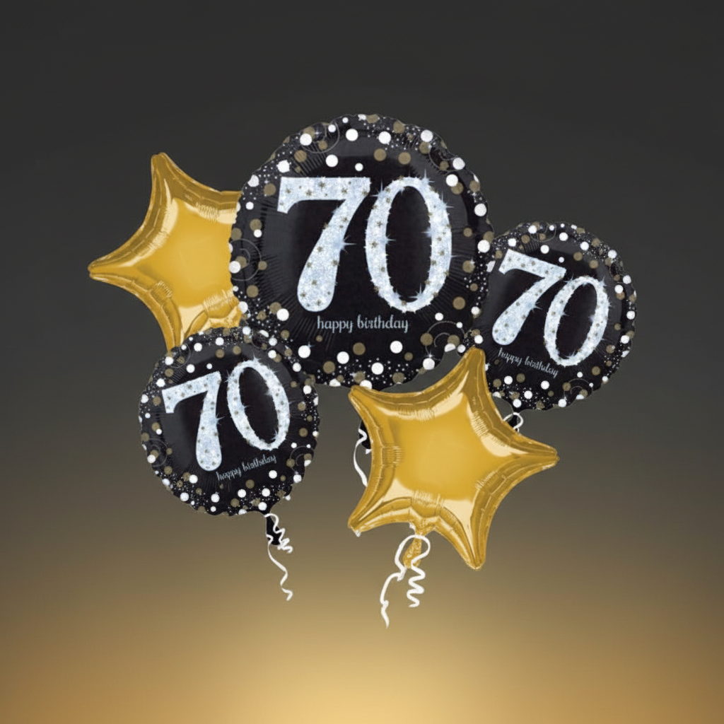 70th Birthday Balloon Bouquet with Background