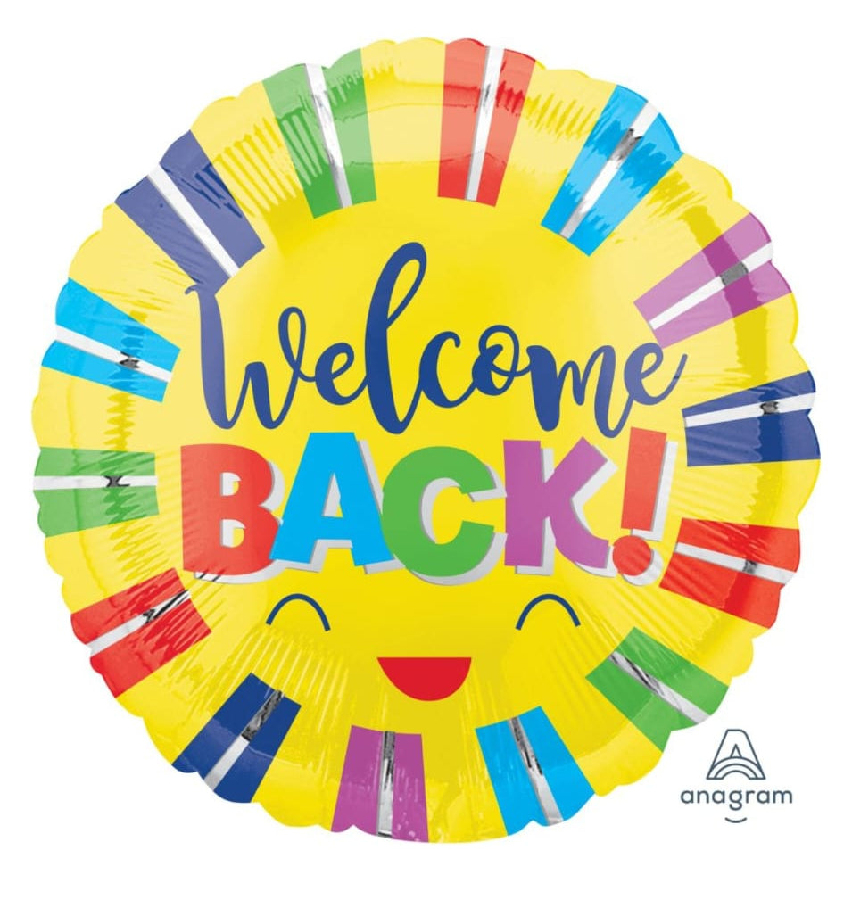 Colorful 'Welcome Back' balloon 