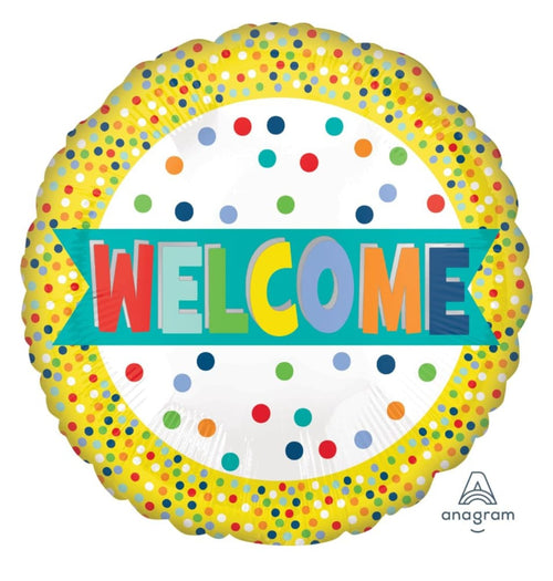 18-inch 'Welcome' balloon with colorful dots 
