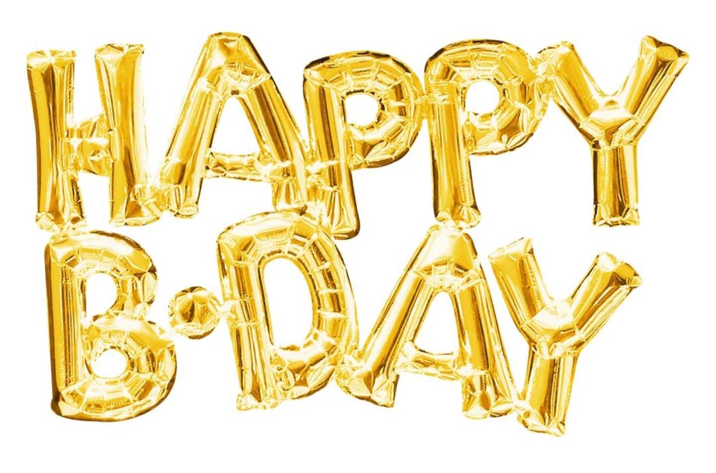 Gold 'Happy B-Day' balloon letters