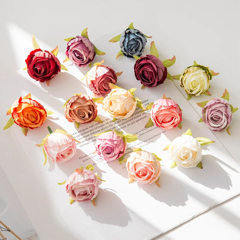 Silk Rose Tea Bud Flower Heads | Bulk Artificial Flowers for Weddings, Wreaths & Gifts
