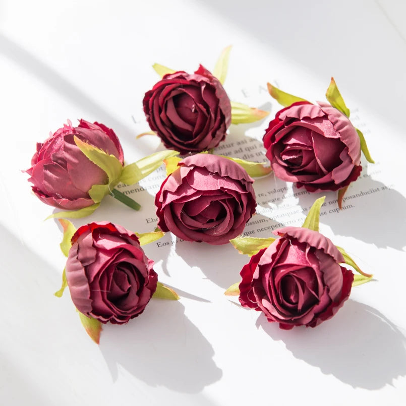 Silk Rose Tea Bud Flower Heads | Bulk Artificial Flowers for Weddings, Wreaths & Gifts