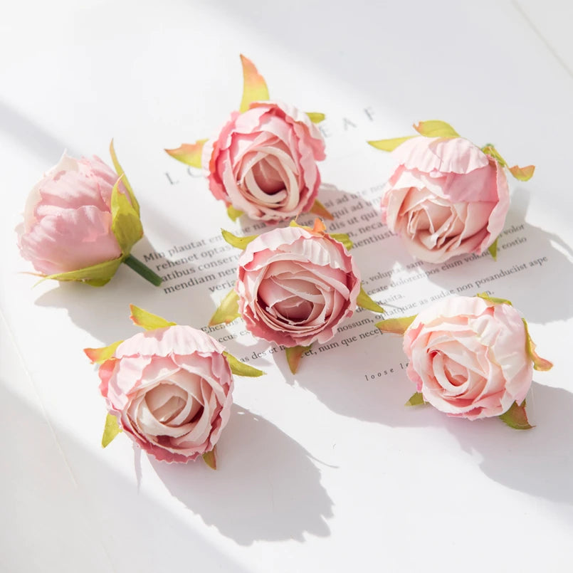 Silk Rose Tea Bud Flower Heads | Bulk Artificial Flowers for Weddings, Wreaths & Gifts