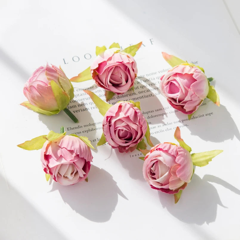 Silk Rose Tea Bud Flower Heads | Bulk Artificial Flowers for Weddings, Wreaths & Gifts