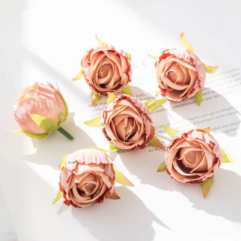 Silk Rose Tea Bud Flower Heads | Bulk Artificial Flowers for Weddings, Wreaths & Gifts