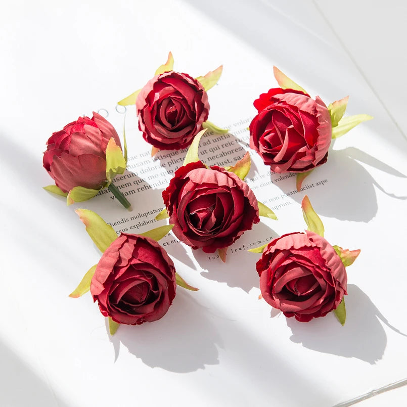 Silk Rose Tea Bud Flower Heads | Bulk Artificial Flowers for Weddings, Wreaths & Gifts