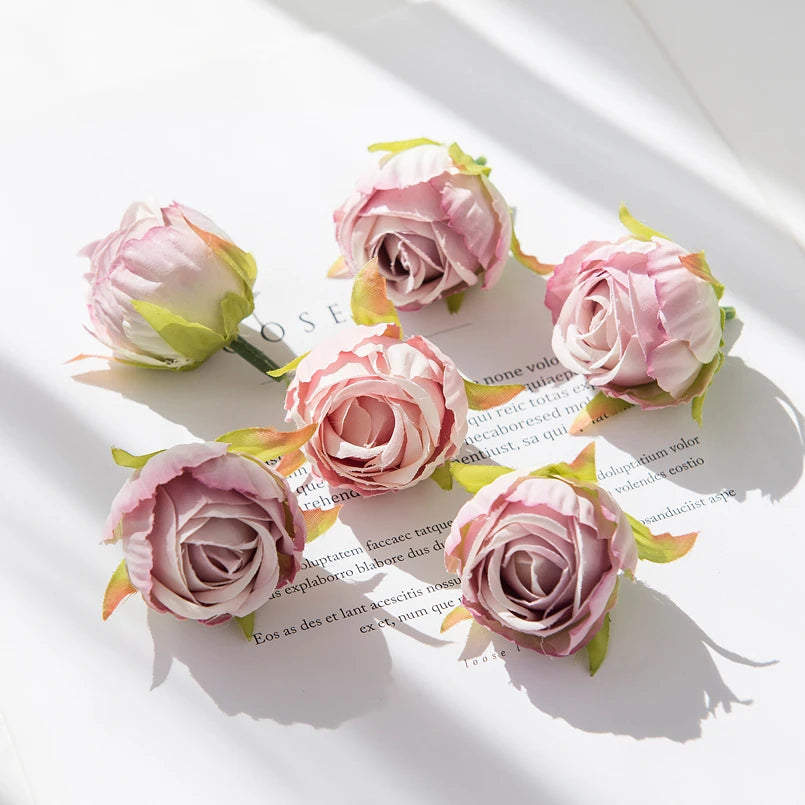 Silk Rose Tea Bud Flower Heads | Bulk Artificial Flowers for Weddings, Wreaths & Gifts