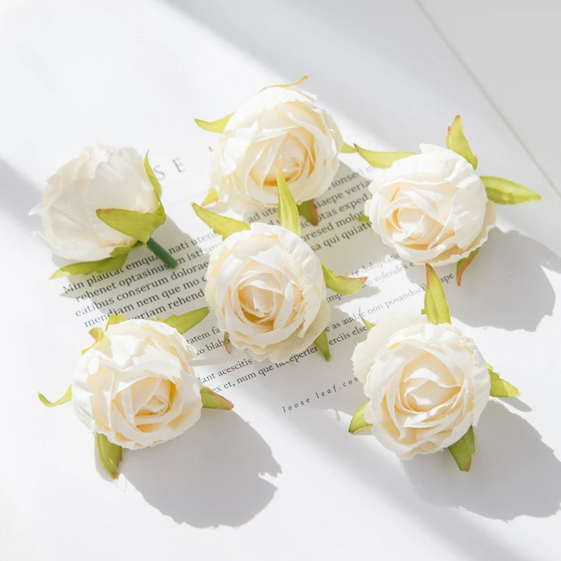 Silk Rose Tea Bud Flower Heads | Bulk Artificial Flowers for Weddings, Wreaths & Gifts