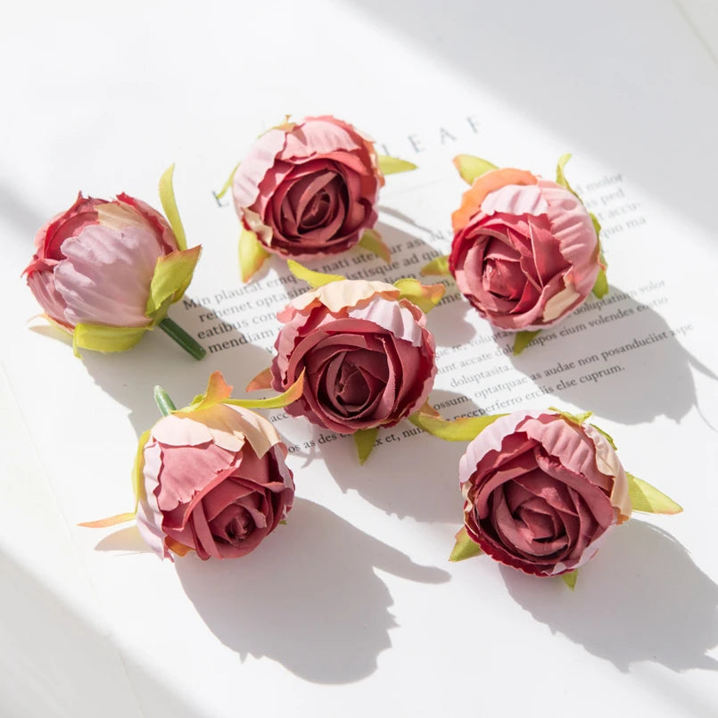 Silk Rose Tea Bud Flower Heads | Bulk Artificial Flowers for Weddings, Wreaths & Gifts
