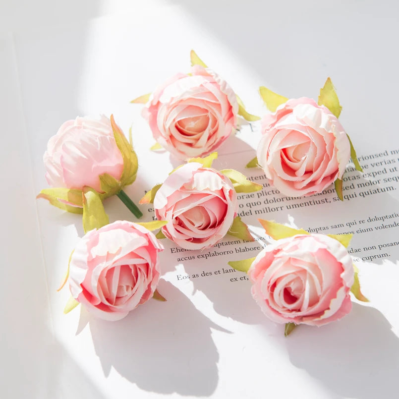 Silk Rose Tea Bud Flower Heads | Bulk Artificial Flowers for Weddings, Wreaths & Gifts