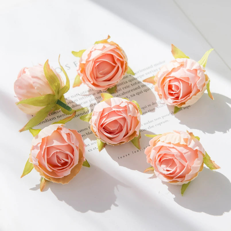 Silk Rose Tea Bud Flower Heads | Bulk Artificial Flowers for Weddings, Wreaths & Gifts