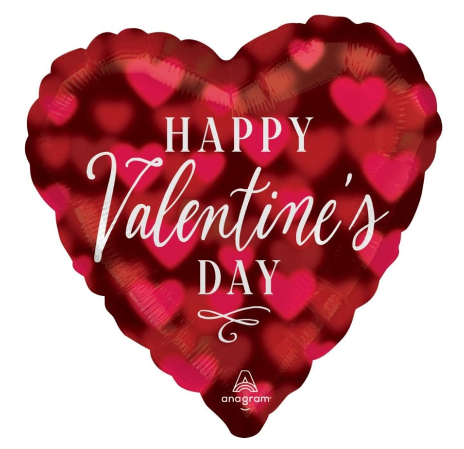 Heart-shaped Valentine's Day balloon with 'Happy Valentine's Day' text