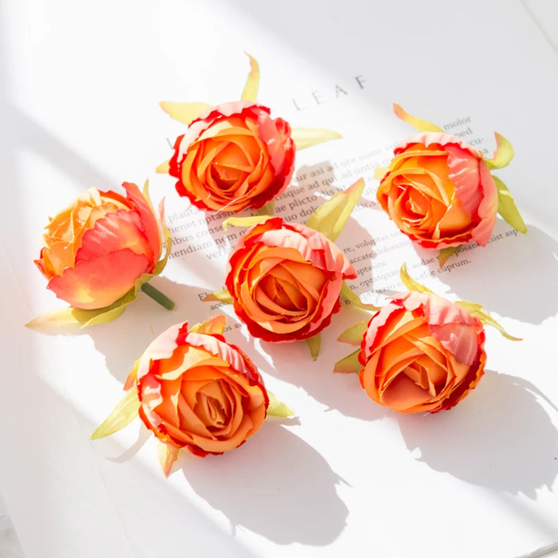 Silk Rose Tea Bud Flower Heads | Bulk Artificial Flowers for Weddings, Wreaths & Gifts