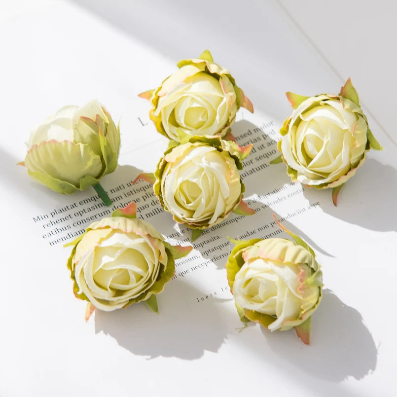 Silk Rose Tea Bud Flower Heads | Bulk Artificial Flowers for Weddings, Wreaths & Gifts