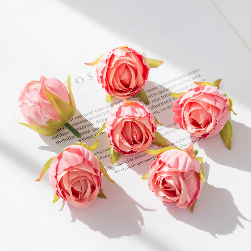 Silk Rose Tea Bud Flower Heads | Bulk Artificial Flowers for Weddings, Wreaths & Gifts