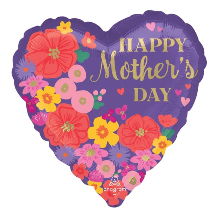 Heart-shaped Mother's Day balloon with floral design 