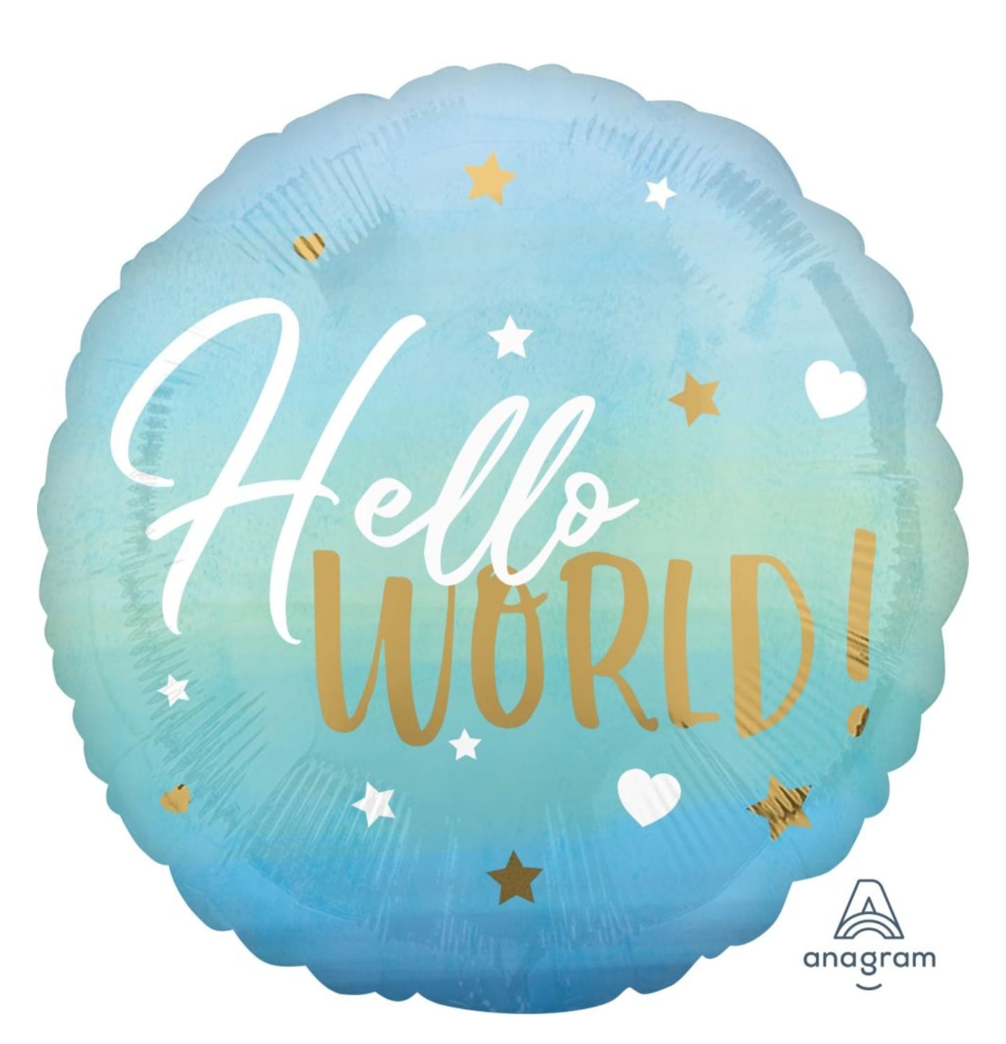 Blue balloon with 'Hello World!' 