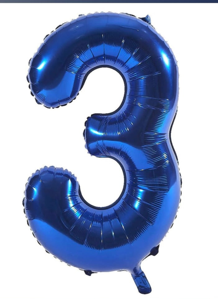 Blue foil number 3 balloon 