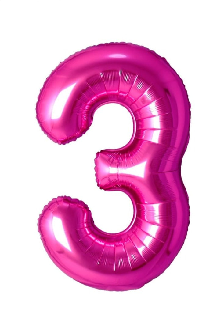 34 inch Number balloon bright pink