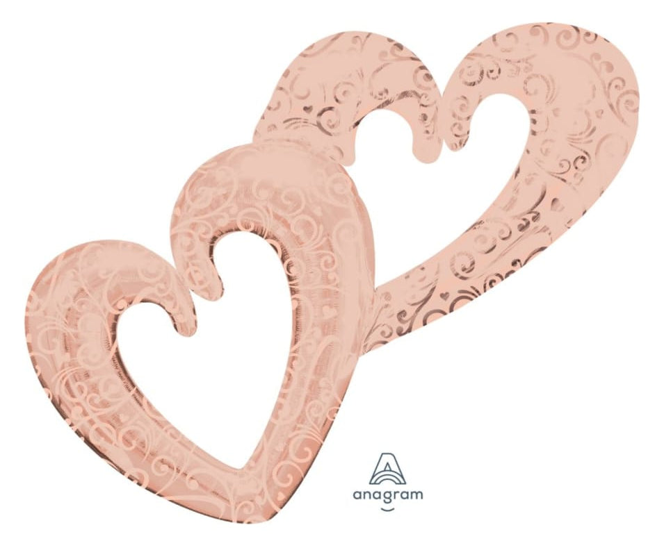 Rose gold balloon interlocking hearts 