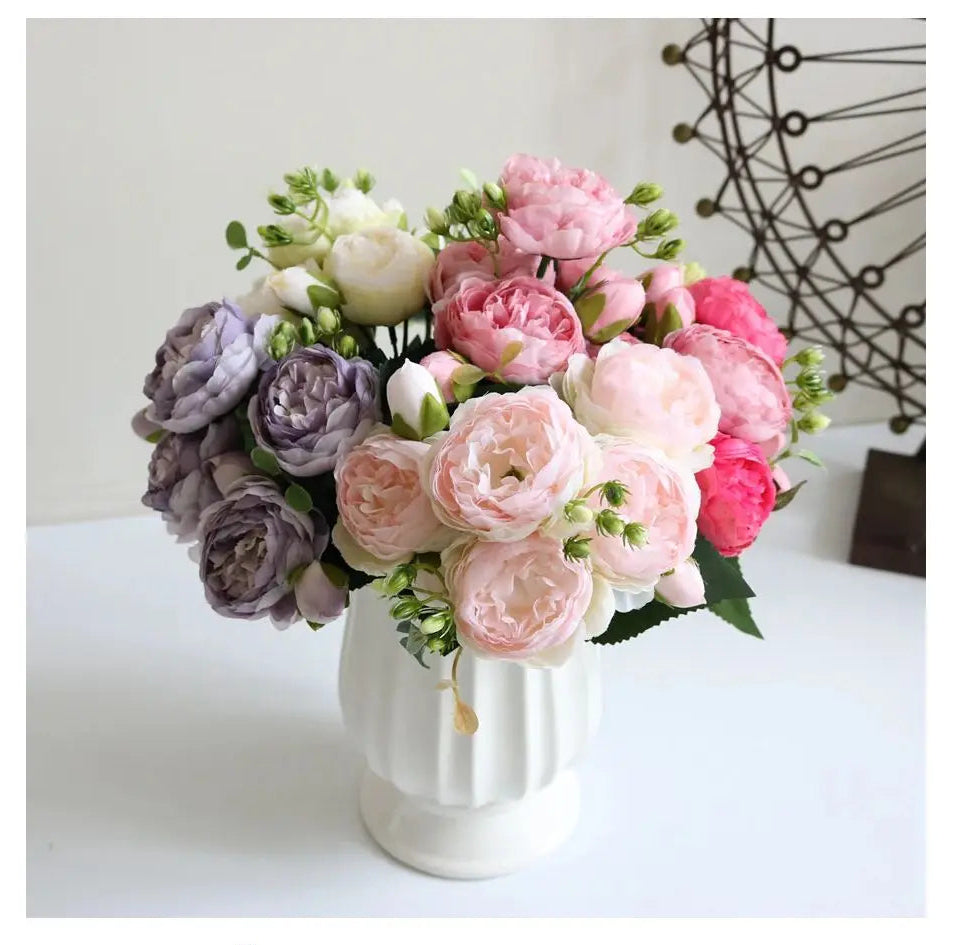 Silk Peony Artificial Flowers – Heads or Stems | 10 & 20 Pcs | Wedding & Home Decor