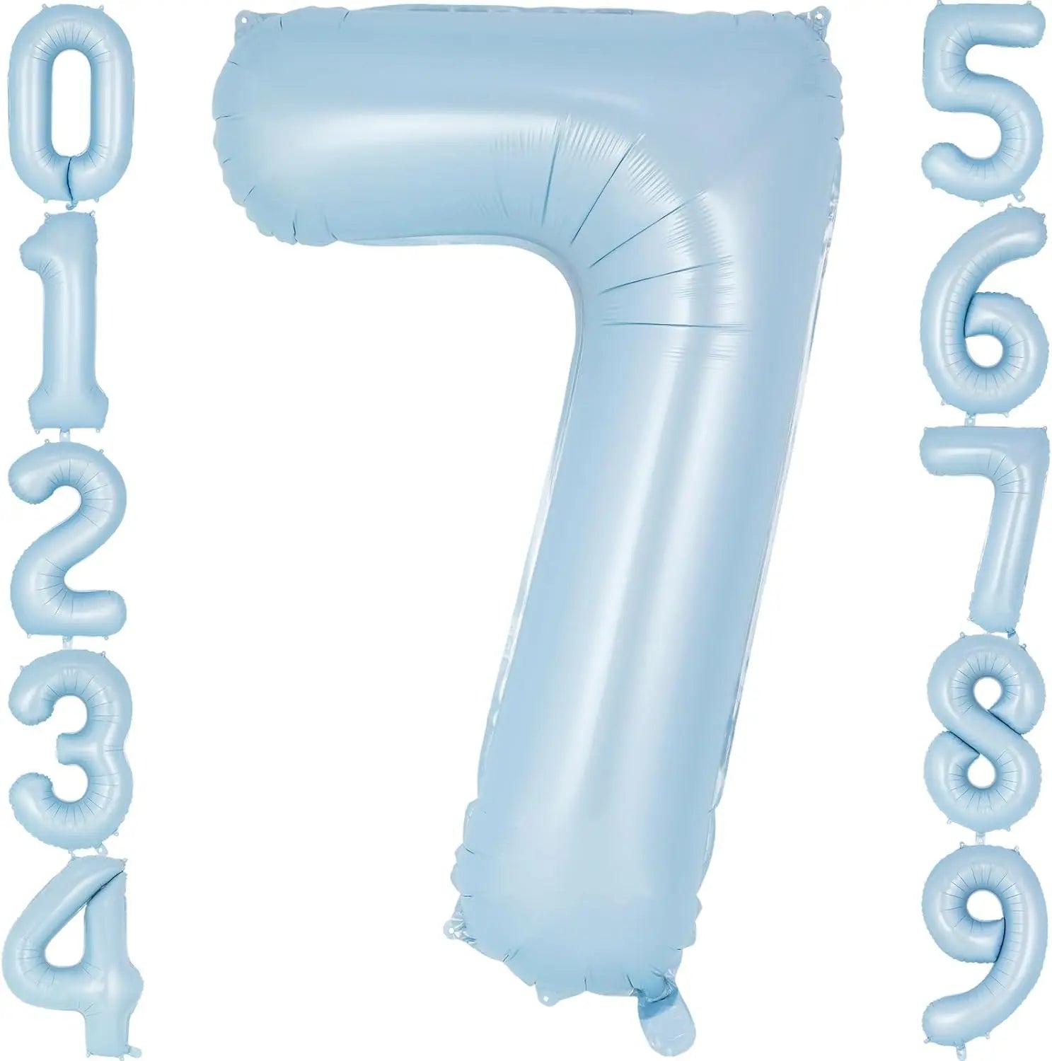 32" Retro Pastel Blue Number Foil Balloon (0–9) – Birthday & Baby Shower Decoration