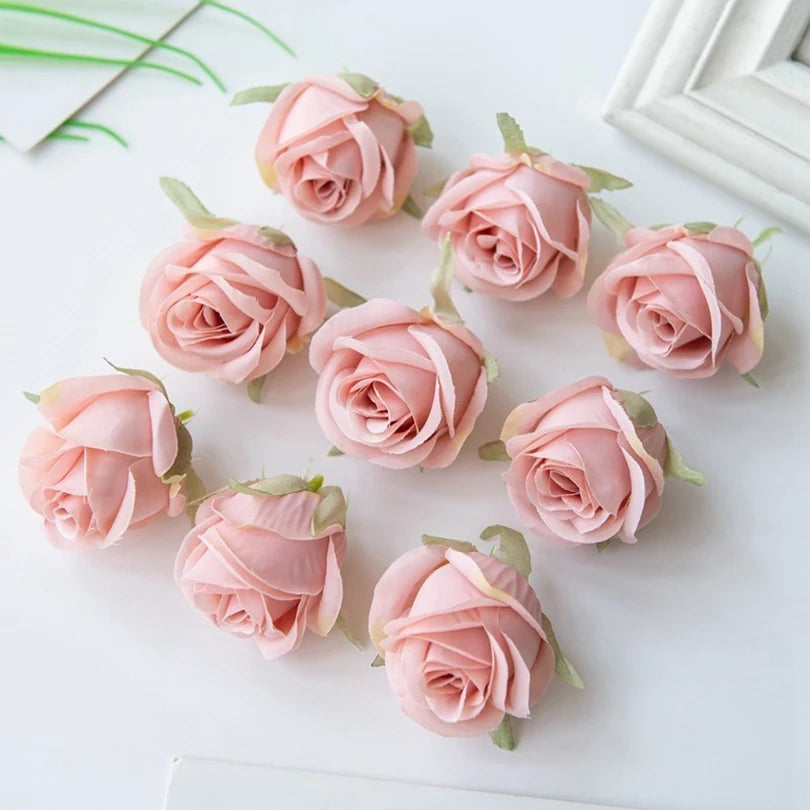 Pearl Silk Rose Heads – 50 or 100 Pcs | 9 Colours | Wedding & Event Decor
