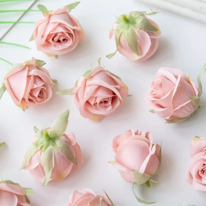 Pearl Silk Rose Heads – 50 or 100 Pcs | 9 Colours | Wedding & Event Decor