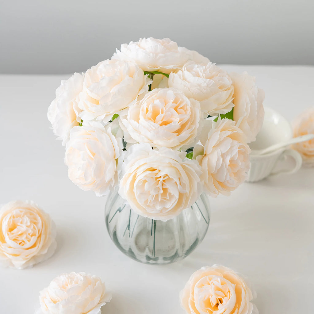 Silk Peony Artificial Flowers – Heads or Stems | 10 & 20 Pcs | Wedding & Home Decor