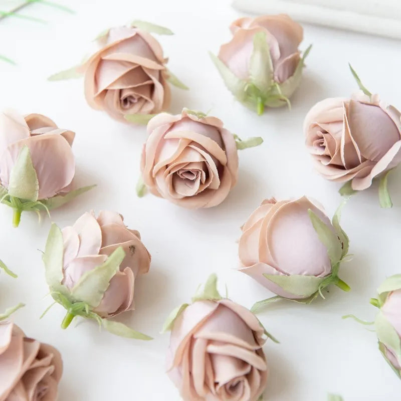 Pearl Silk Rose Heads – 50 or 100 Pcs | 9 Colours | Wedding & Event Decor
