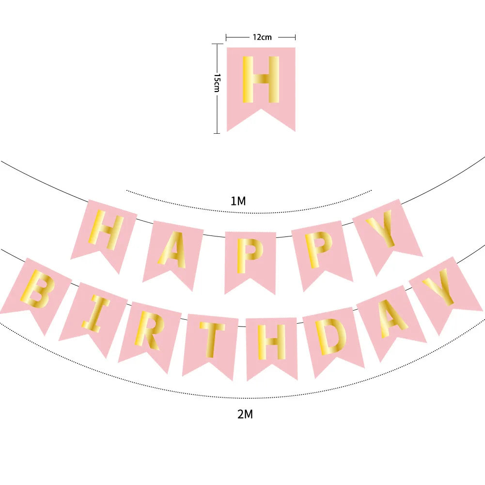 Happy Birthday Bunting Banner — Colourful Swallowtail Pull Flag Party Decoration